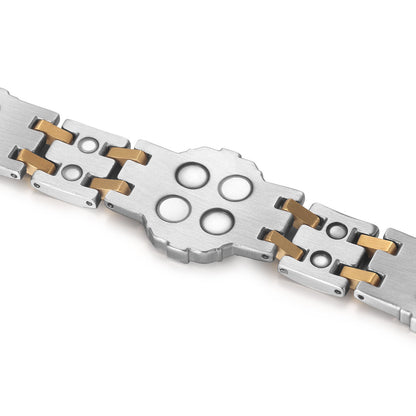 RainSo Men's Strength 3800 Gauss Magnetic Bracelet-Nautical Design (Silver Glod)