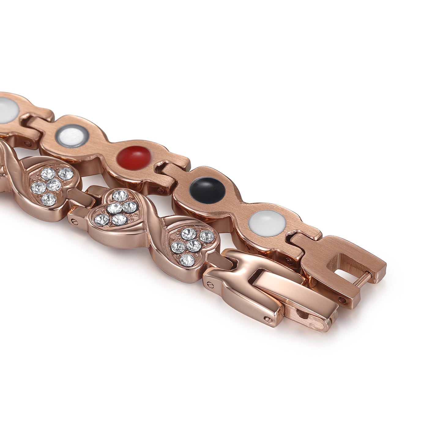 RainSo Powerful Women's Rose Glod Crystal Magnetic Therapy Bracelet