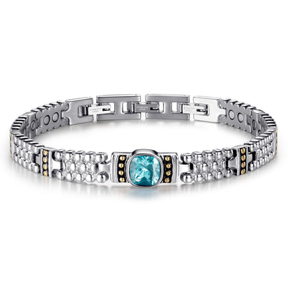 RainSo Powerful Women Blue Crystal Magnetic Therapy Bracelet