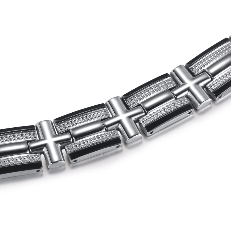 Rainso Powerful Effective Stainless Steel Mens Magnetic Bracelet Black Drip Design