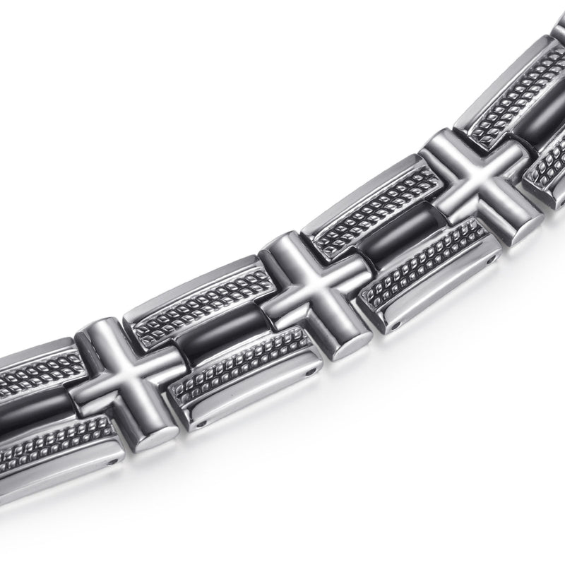 Rainso Mens Powerful Effective Stainless Steel Magnetic Bracelet Black Drip Design