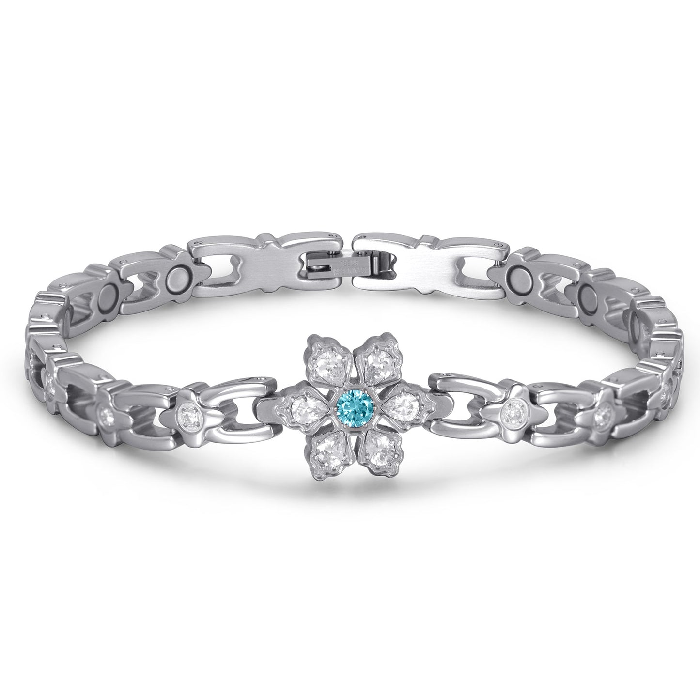 RainSo Ultra Strength Women Magnetic Snowflake Bracelet, Blue