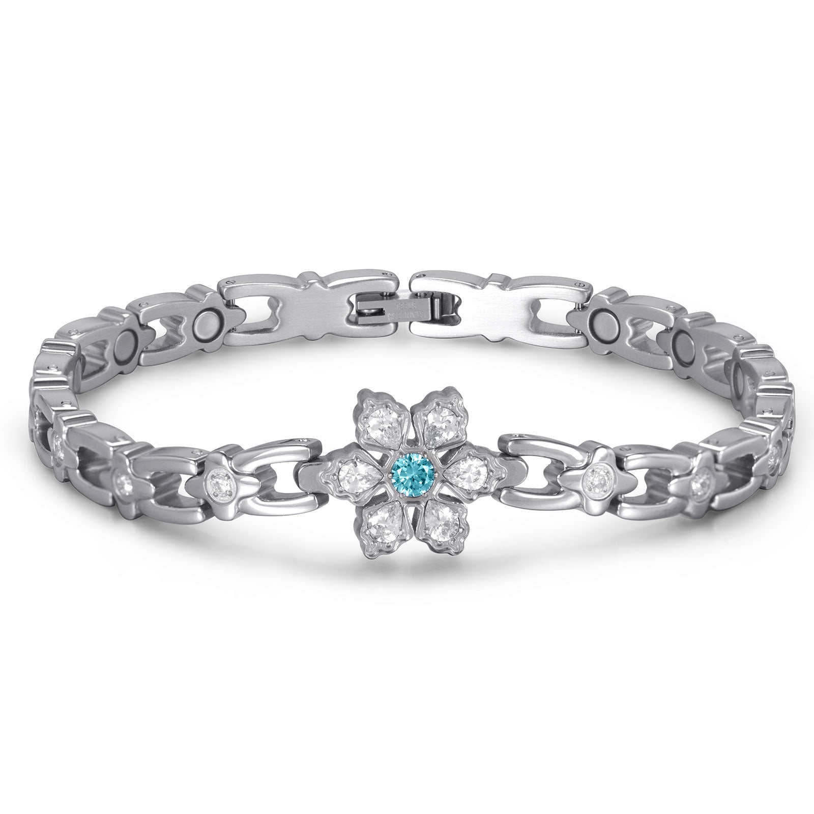 RainSo Ultra Strength Women Magnetic Snowflake Bracelet, Blue
