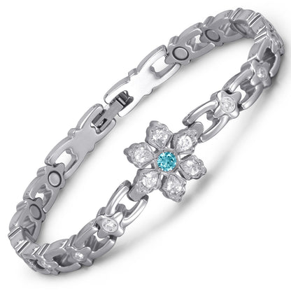 RainSo Ultra Strength Women Magnetic Snowflake Bracelet, Blue
