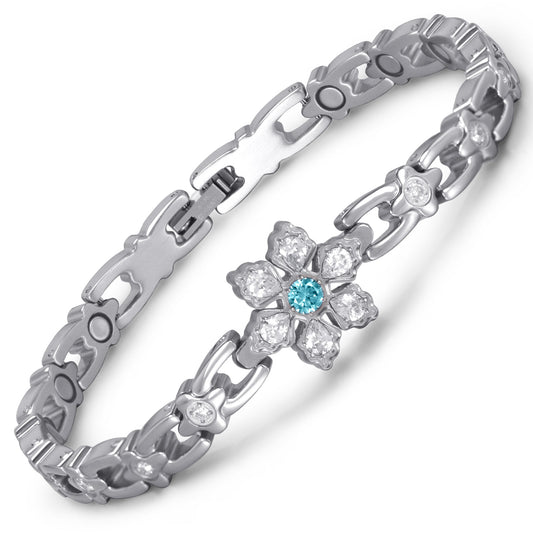 RainSo Ultra Strength Women Magnetic Snowflake Bracelet, Blue