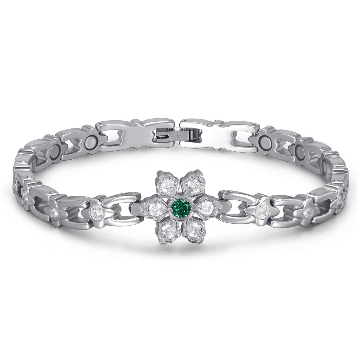 RainSo Ultra Strength Women Magnetic Snowflake Bracelet, Green