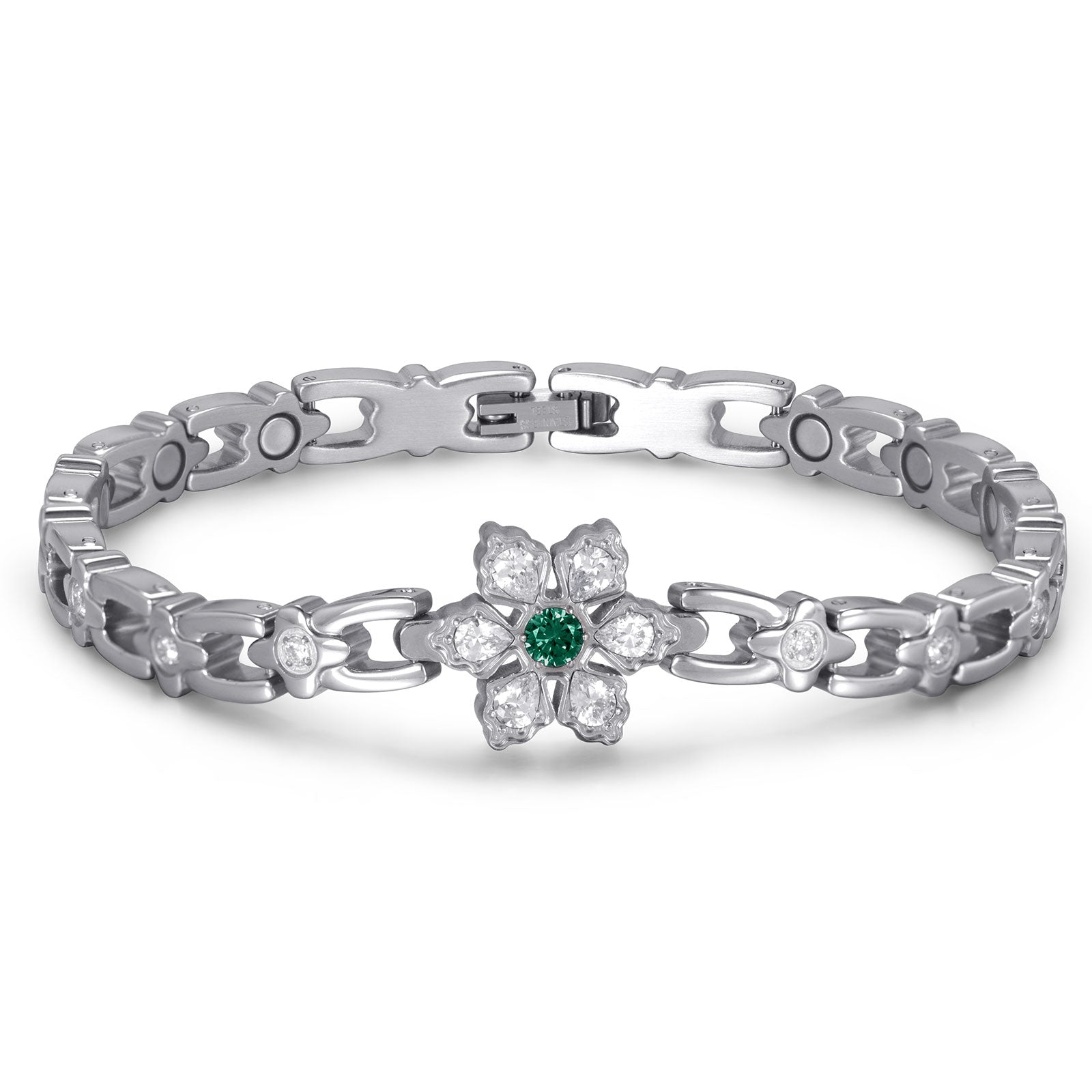 RainSo Ultra Strength Women Magnetic Snowflake Bracelet, Green