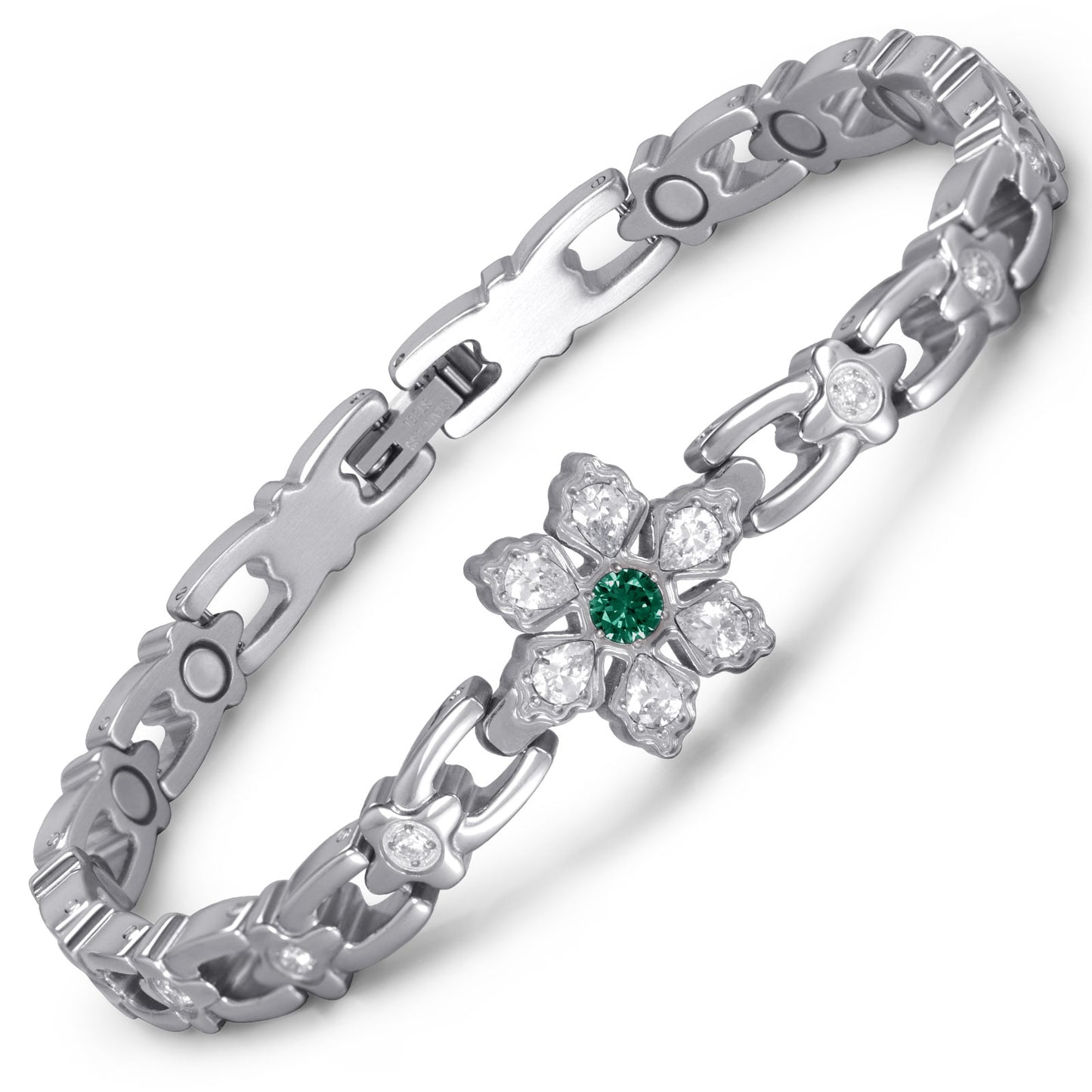 RainSo Ultra Strength Women Magnetic Snowflake Bracelet, Green