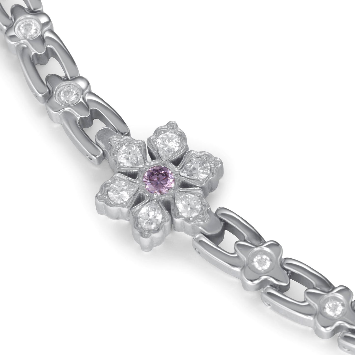 RainSo Ultra Strength Women Magnetic Snowflake Bracelet, Purple