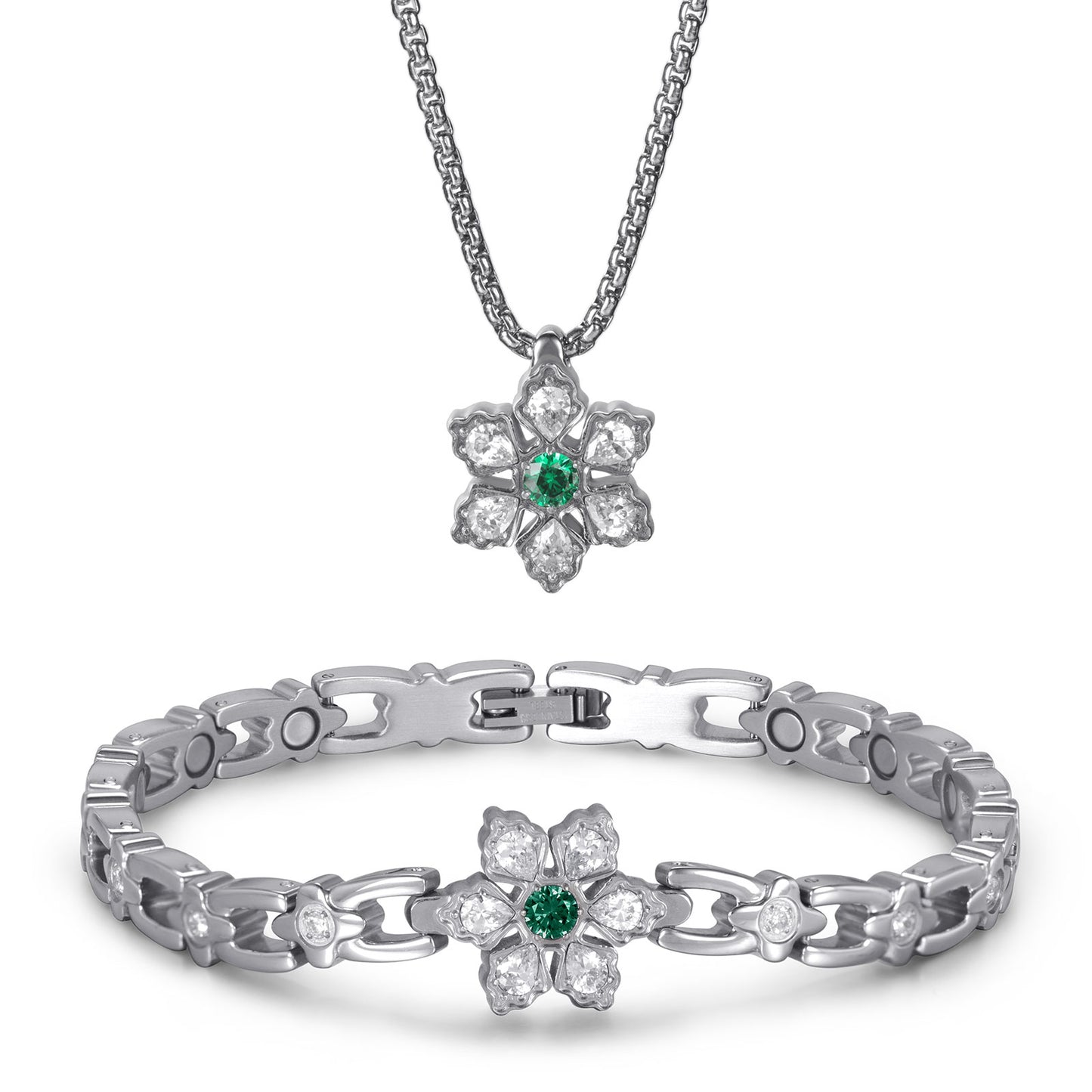 RainSo Ultra Strength Women Magnetic Snowflake Bracelet, Green