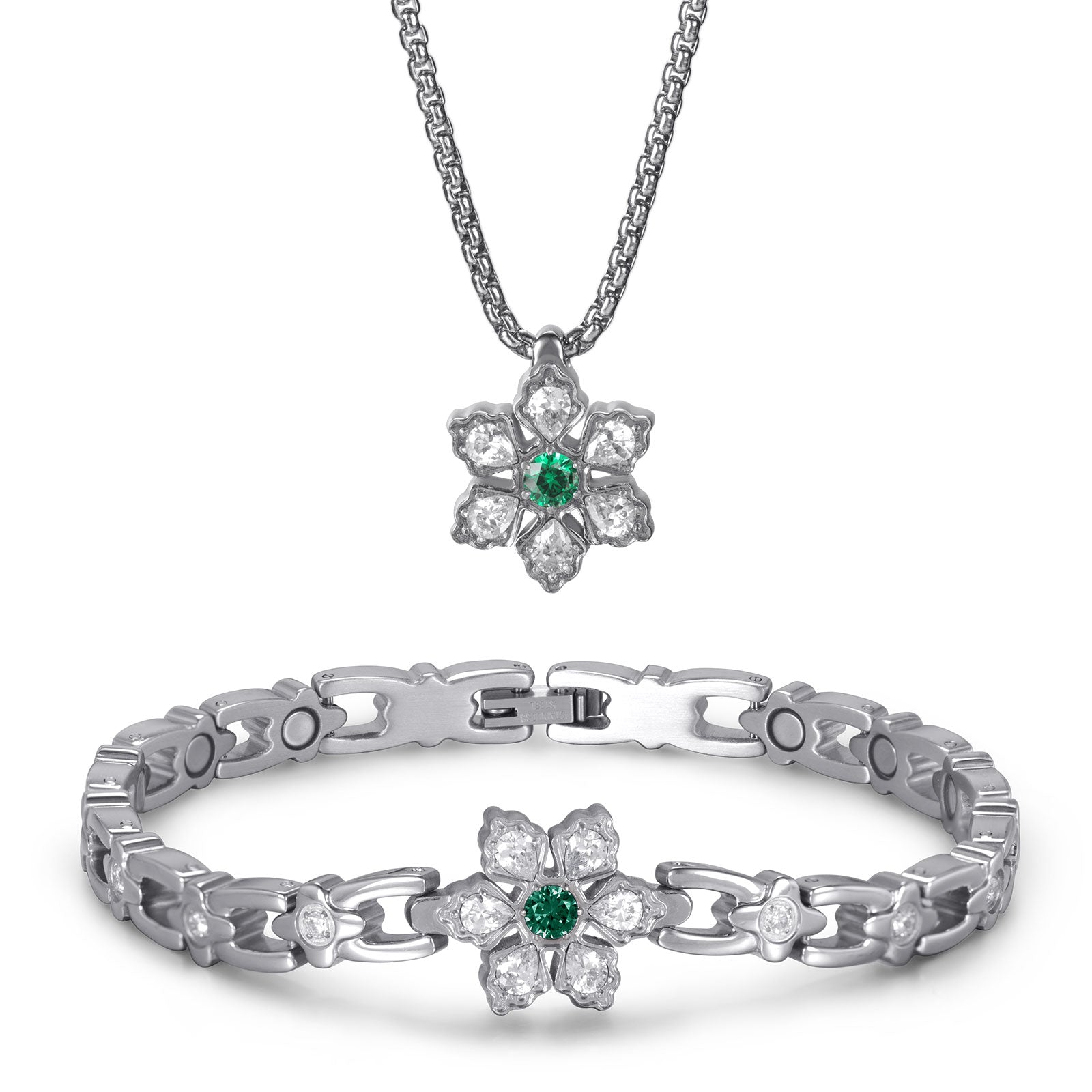 RainSo Ultra Strength Women Magnetic Snowflake Bracelet, Green