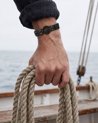 RainSo Men's Strength 3800 Gauss Magnetic Bracelet-Nautical Design (Black Blue)