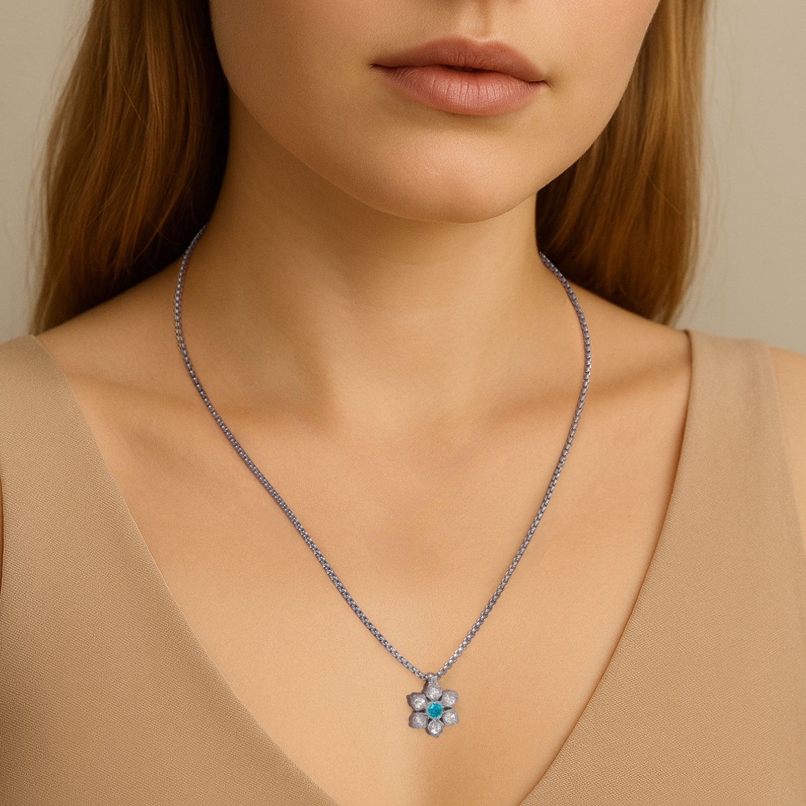 RainSo Ultra Strength Women Magnetic Snowflake Necklace, Blue