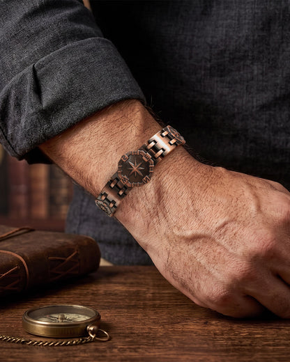 RainSo Strength 3800 Gauss Copper Magnetic Bracelet-Eight-Pointed Star Compass Design