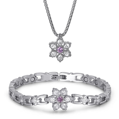 RainSo Ultra Strength Women Magnetic Snowflake Bracelet, Purple