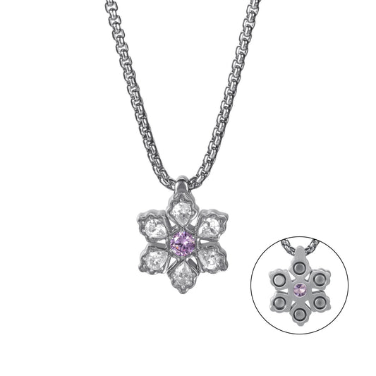 RainSo Ultra Strength Women Magnetic Snowflake Necklace, Purple
