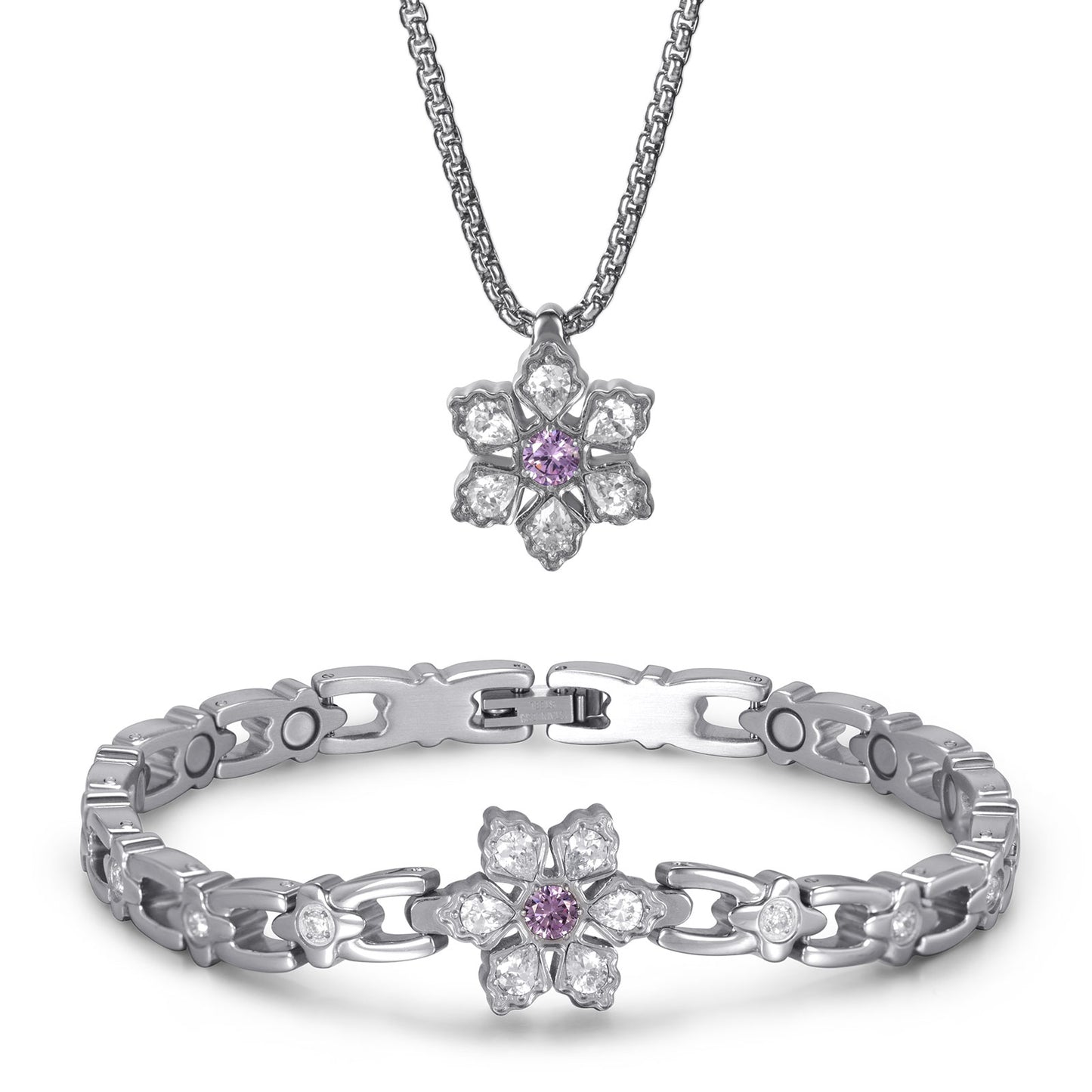 RainSo Ultra Strength Women Magnetic Snowflake Necklace, Purple
