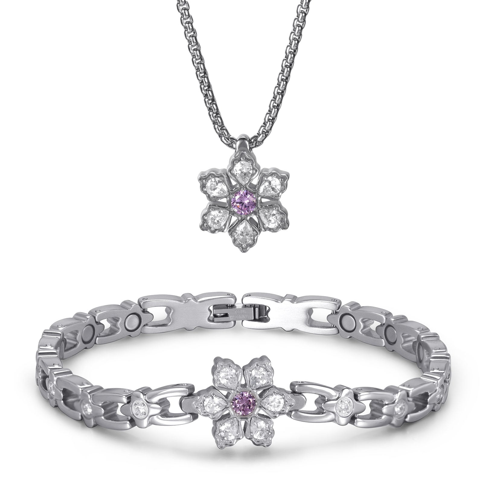 RainSo Ultra Strength Women Magnetic Snowflake Necklace, Purple
