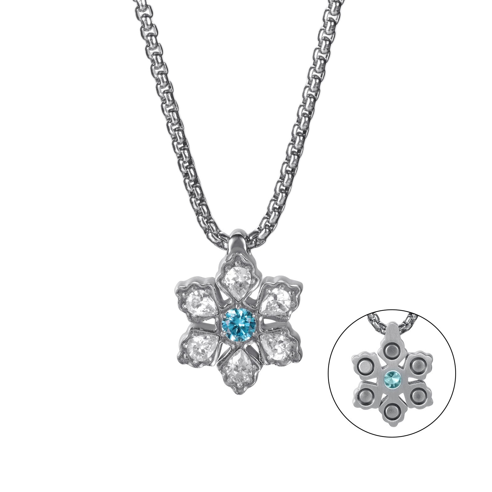 RainSo Ultra Strength Women Magnetic Snowflake Necklace, Blue