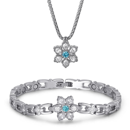 RainSo Ultra Strength Women Magnetic Snowflake Necklace, Blue