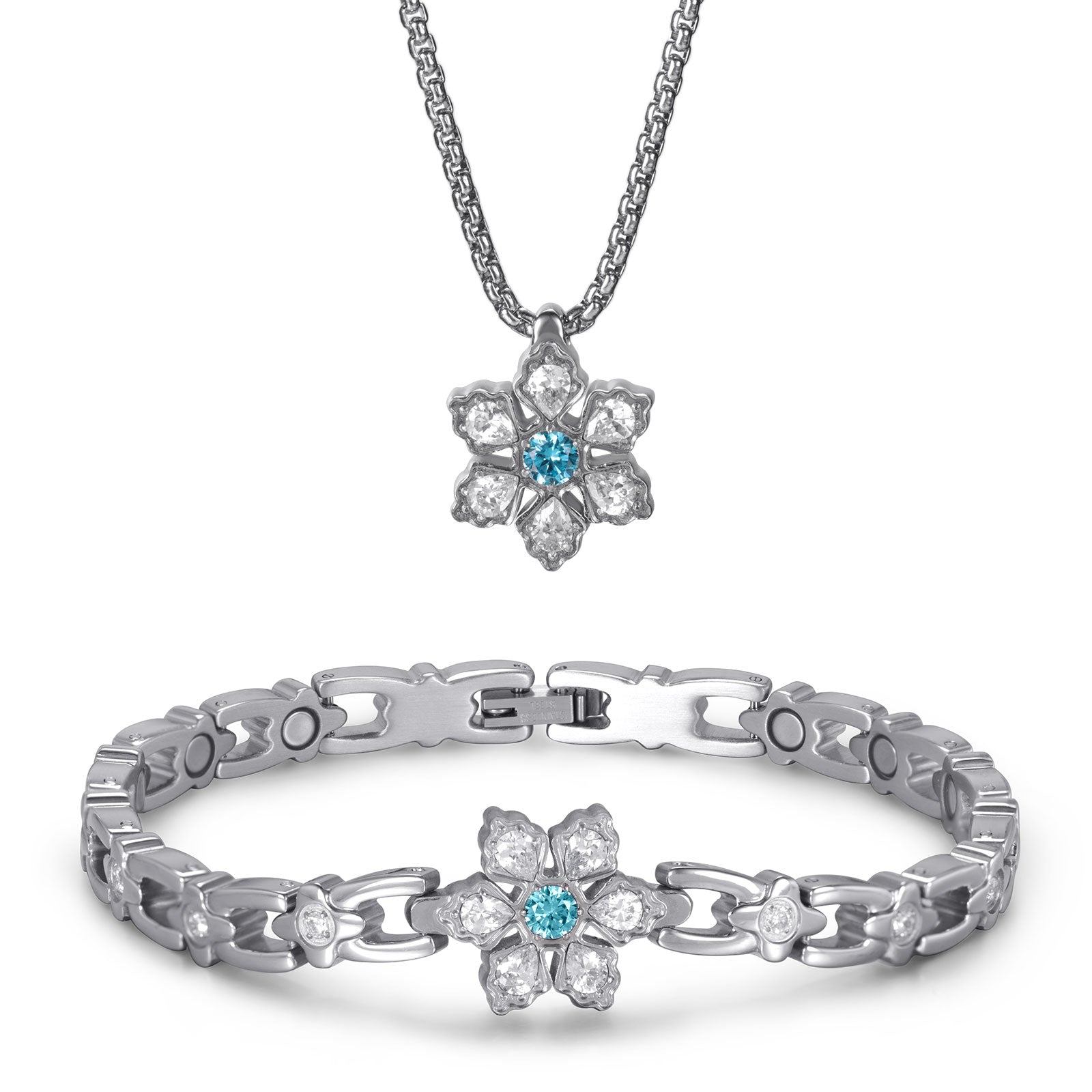 RainSo Ultra Strength Women Magnetic Snowflake Bracelet, Blue