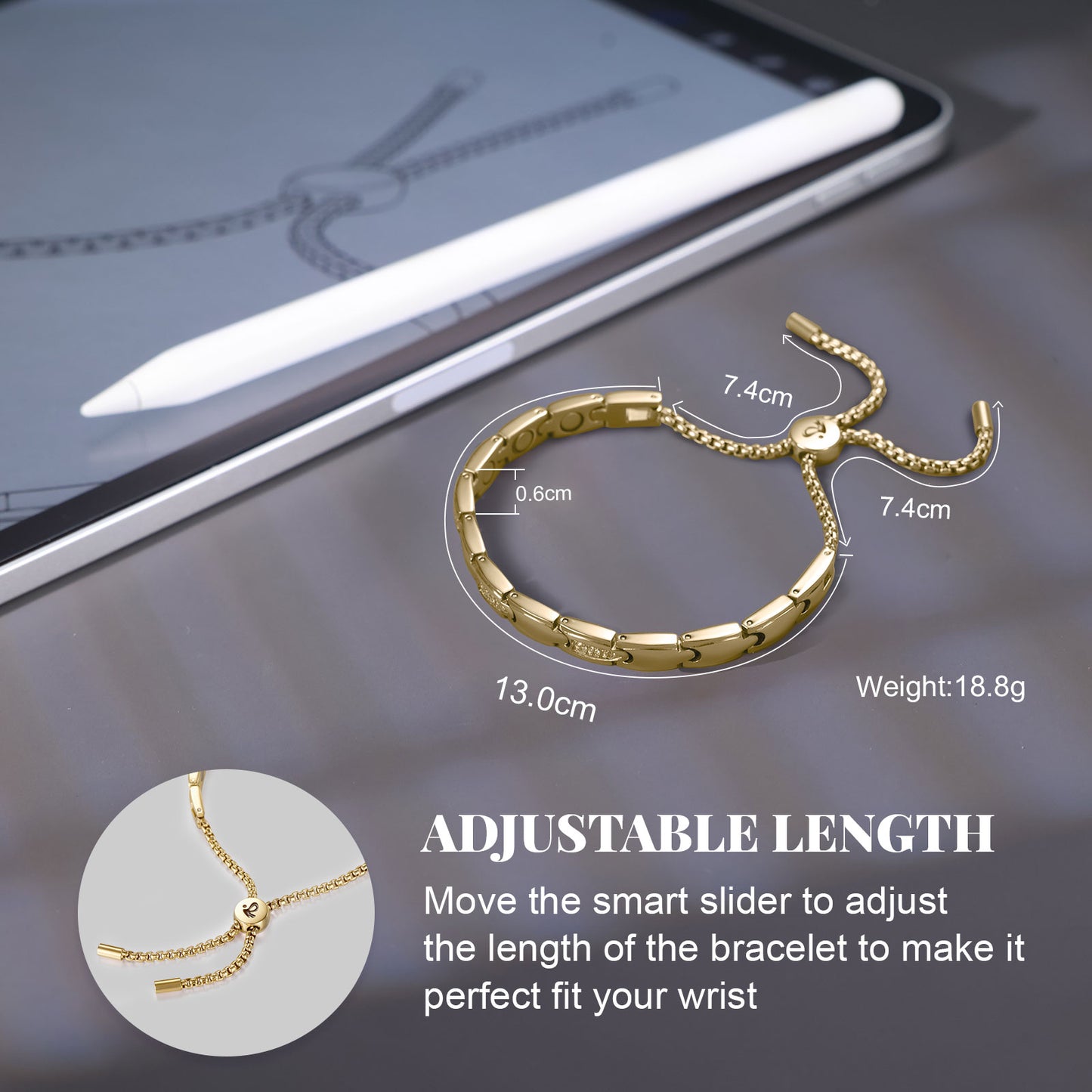 Rainso New Women Gold Effective Powerful Magnetic Bracelet