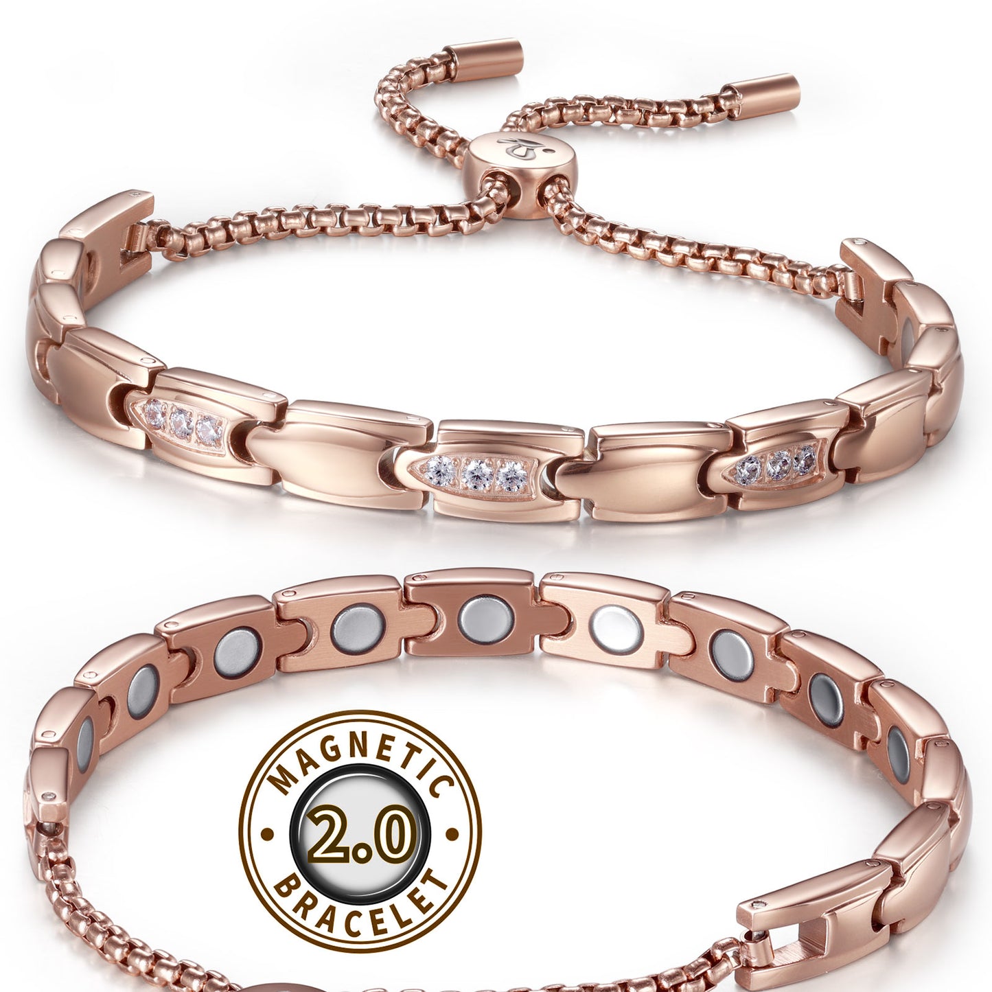 Rainso New Women Rose Gold Effective Powerful Magnetic Bracelet