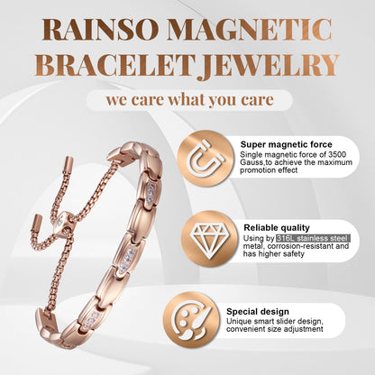 Rainso New Women Rose Gold Effective Powerful Magnetic Bracelet