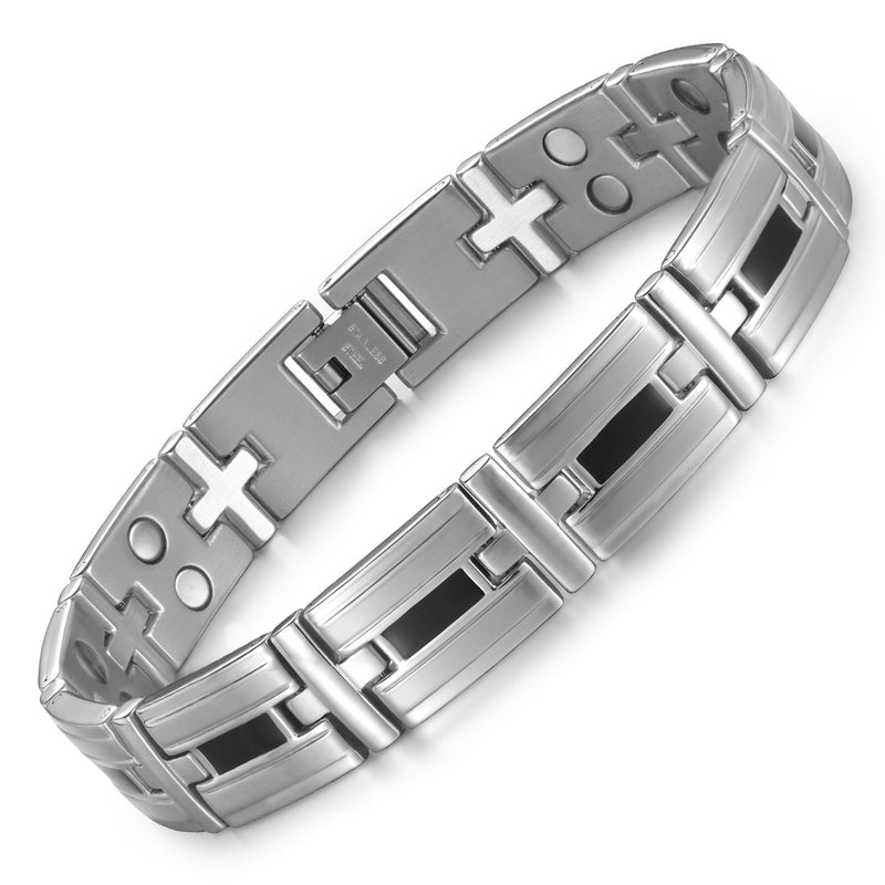 Rainso Powerful Effective Stainless Steel Magnetic Bracelet Black Drip Design