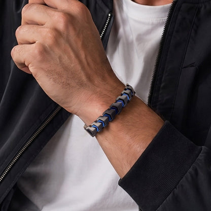 RainSo Men's Strength 3800 Gauss Magnetic Bracelet (Black Blue)