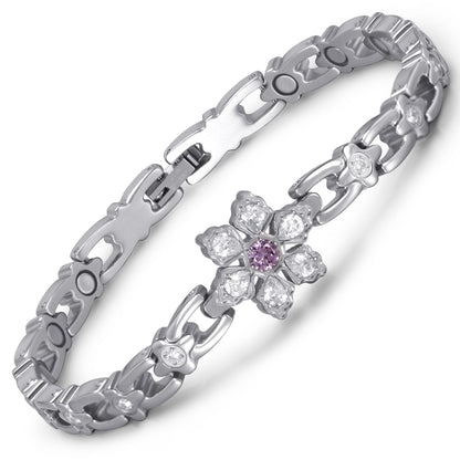 RainSo Ultra Strength Women Magnetic Snowflake Bracelet, Purple
