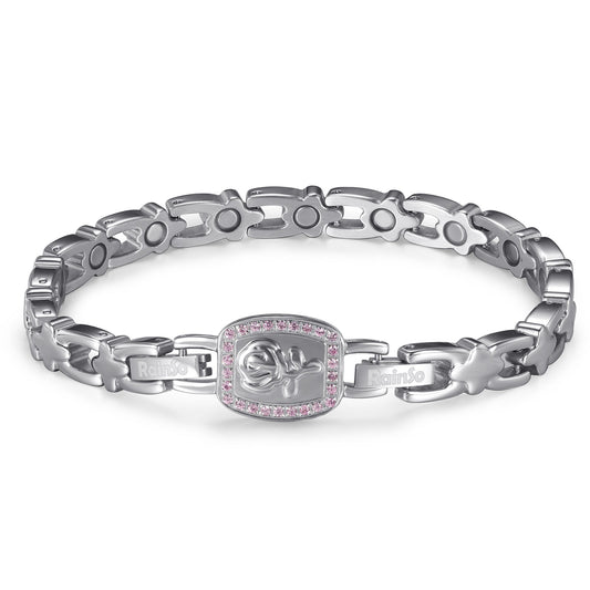 RainSo Ultra Strength Women Rose Magnetic Bracelet,Pink Diamond