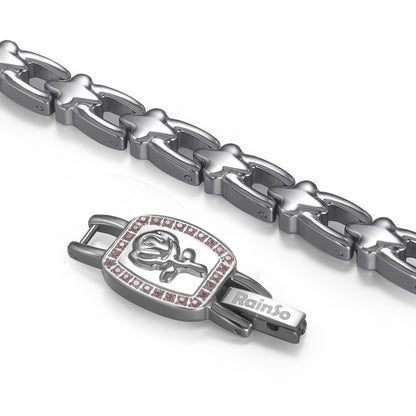 RainSo Ultra Strength Women Rose Magnetic Bracelet,Pink Diamond