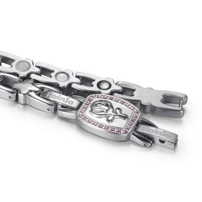 RainSo Ultra Strength Women Rose Magnetic Bracelet,Pink Diamond
