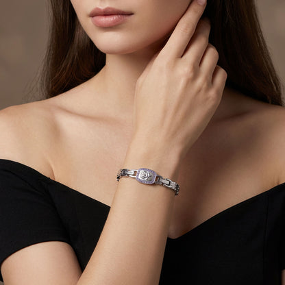 RainSo Ultra Strength Women Rose Magnetic Bracelet,Purple Diamond