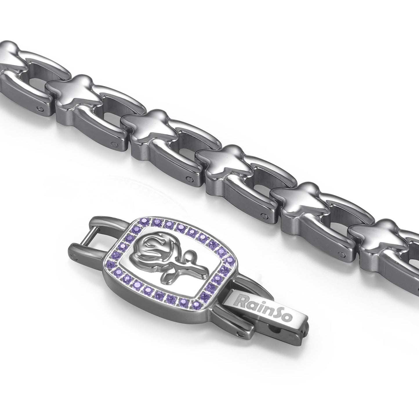 RainSo Ultra Strength Women Rose Magnetic Bracelet,Purple Diamond