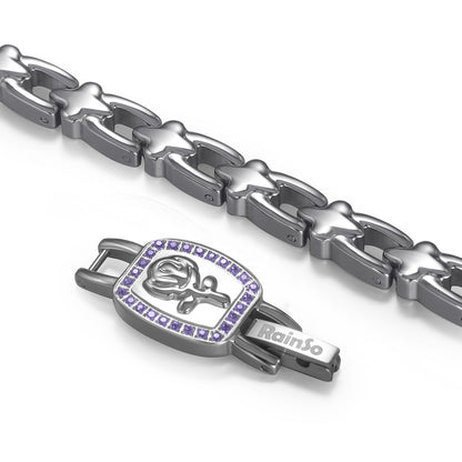 RainSo Ultra Strength Women Rose Magnetic Bracelet,Purple Diamond