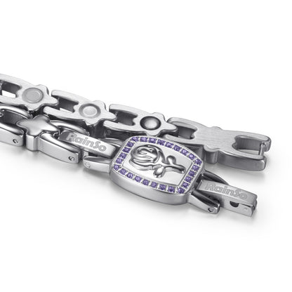 RainSo Ultra Strength Women Rose Magnetic Bracelet,Purple Diamond