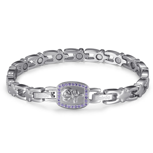 RainSo Ultra Strength Women Rose Magnetic Bracelet,Purple Diamond