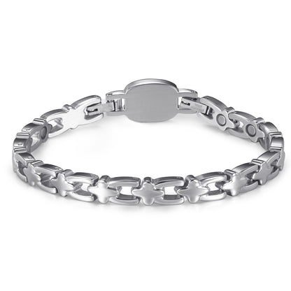 RainSo Ultra Strength Women Rose Magnetic Bracelet,White Diamond