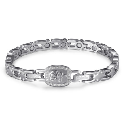 RainSo Ultra Strength Women Rose Magnetic Bracelet,White Diamond
