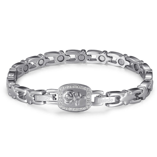 RainSo Ultra Strength Women Rose Magnetic Bracelet,White Diamond