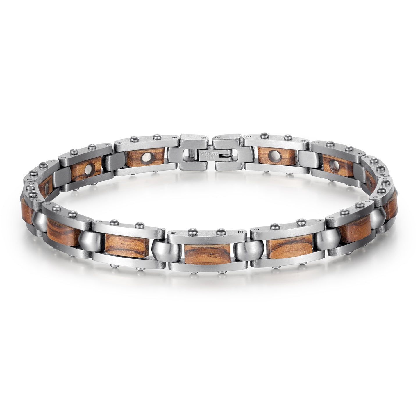 Rainso Stainless Steel Wood Effective Magnetic Bracelets Benefits