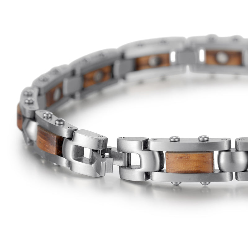 Rainso Stainless Steel Wood Effective Magnetic Bracelets Benefits