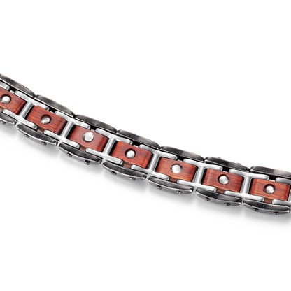 Rainso Stainless Steel Wood Effective Magnetic Bracelets Relieve Pain