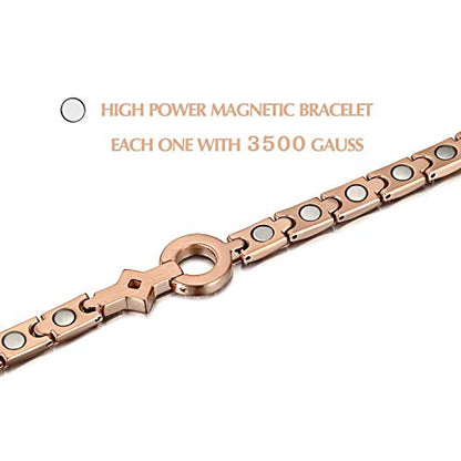 Womens Titanium Steel Magnetic Therapy Bracelets Pain Relief for Arthritis with Rhinestone