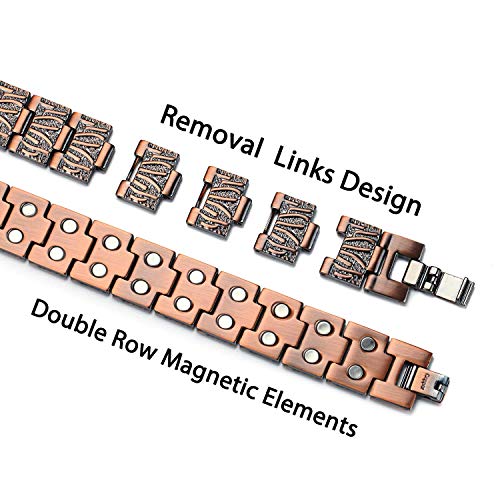 Pure Copper Bracelet for Magnetic Joint Pain Double Row Strong Magnetic for Carpal Tunnel