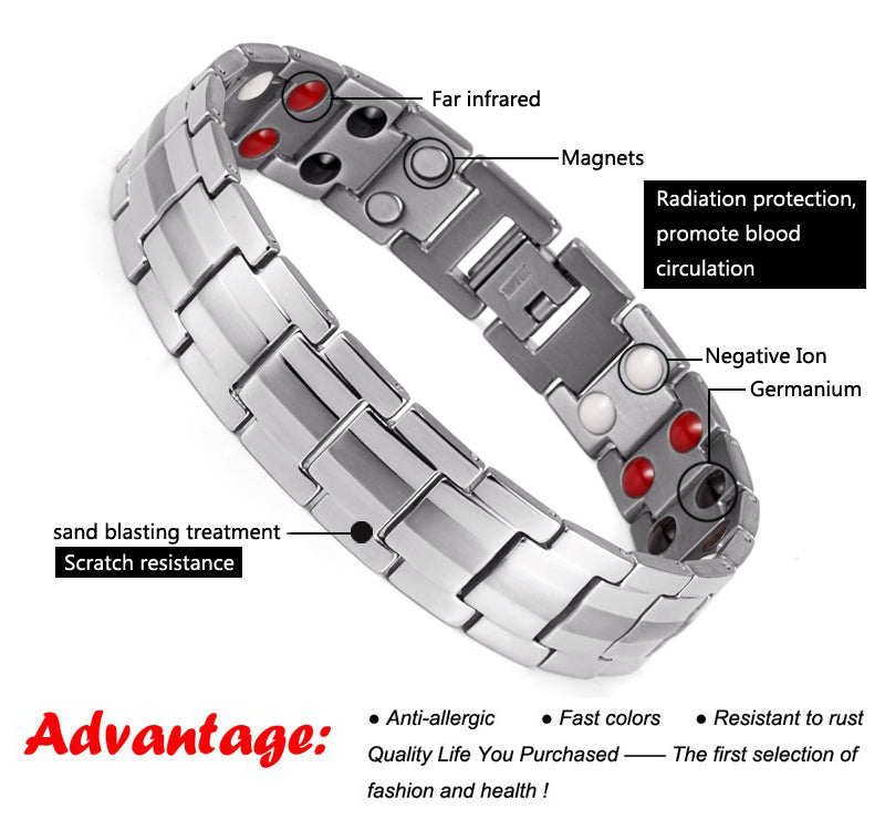 Titanium Mens Magnetic Therapeutic Bracelets Benefit for Wrist Pain