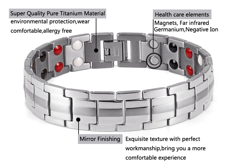 Titanium Mens Magnetic Therapeutic Bracelets Benefit for Wrist Pain