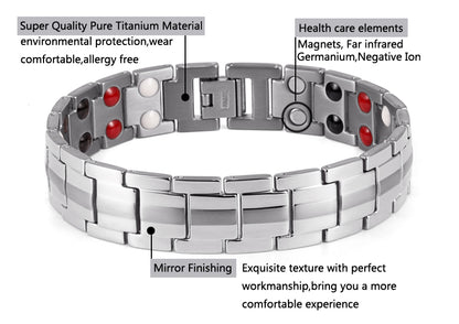 Titanium Mens Magnetic Therapeutic Bracelets Benefit for Wrist Pain